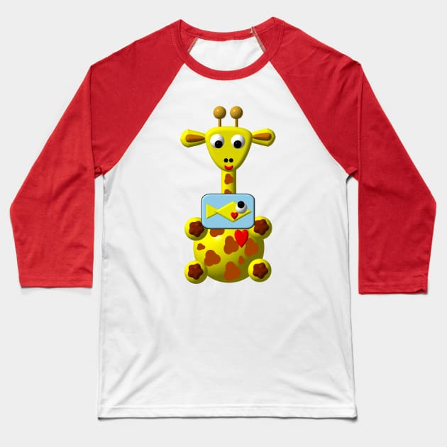 Cute Giraffe with a Goldfish Baseball T-Shirt by CuteCrittersWithHeart